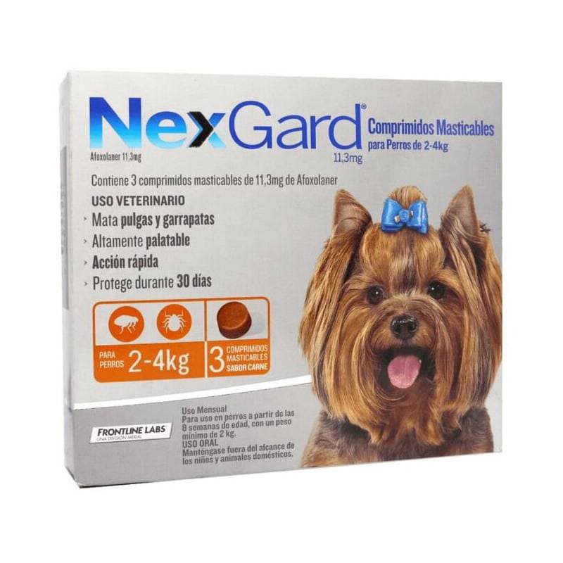 Nexgard 11,3 mg (2 a 4 kg) x 3 comprimidos