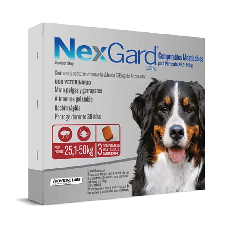 Nexgard 136 mg (25,1 a 50 kg) x 3 comprimidos